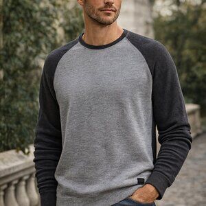 DKNY Jeans Men’s Raglan‎ Pullover Sweater XL Colorblock Cotton Blend Casual